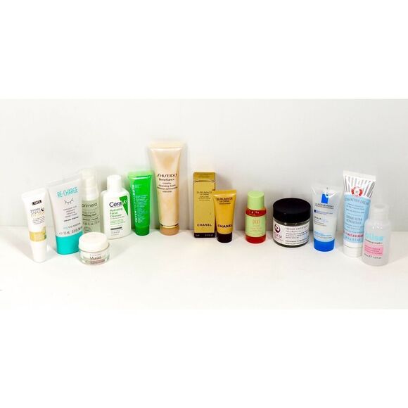 Chanel Shiseido Murad La Roche-Posay Bliss Clarins Peter Roth 13 pc Travel Lot - Picture 1 of 2